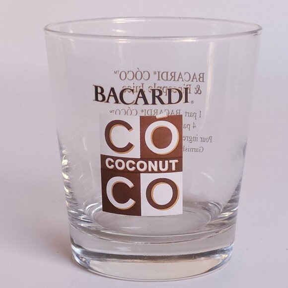 BACARDI COCONUT RUM GLASS with mixing recipe - Picture 1 of 6